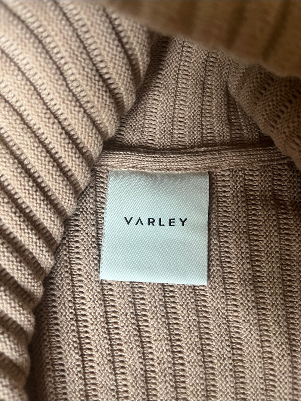 Varley Beige Ribbed Satin-Trim Open Front Jacket - Picture 2 of 6